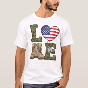 T-shirt Cadeau du cœur pour les vétérans américains et leu