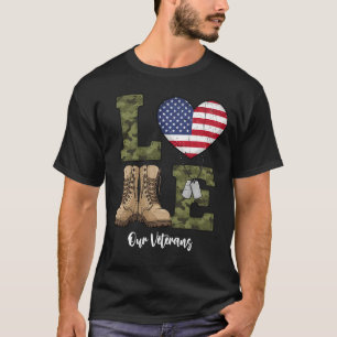 T-shirt Cadeau du cœur pour les vétérans américains et leu