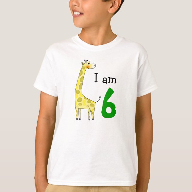 T-shirt Cadeau garçon/fille de 6 ans (girafe mignonne) (Devant)