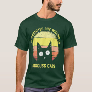 T-shirt Cadeau Introverti Mais Prêt à Discuter Chats Vinta