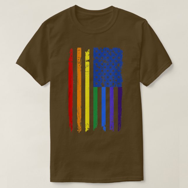 T-shirt Cadeau LGBT Pride Rainbow Drapeau Américain Gay Pr (Design devant)