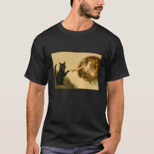 T-shirt Cadeau Mème d'Art de Chat Noir Drôle Atteignant la