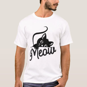 T-shirt Cadeau « Miaou » pour amateur de chat noir mignon