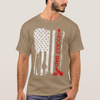 T-shirt Cadeau Papa Hockey Drapeau Américain Hockey amis