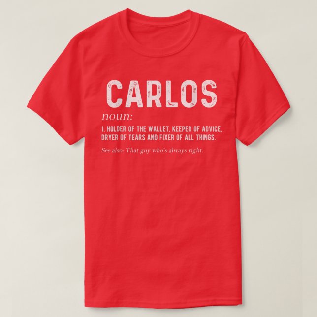 T-shirt Cadeau personnalisé pour homme Carlos Papa Nom Pré (Design devant)