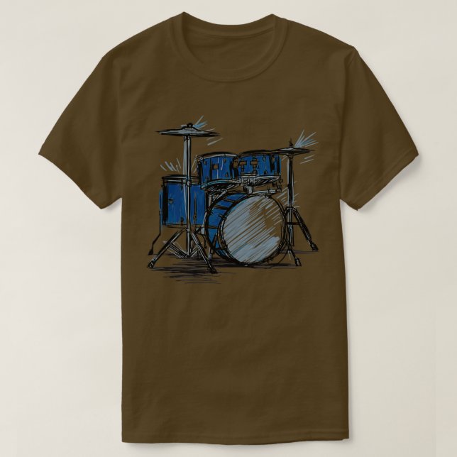 T-shirt cadeau pour batteur Dessin tambour  (Design devant)