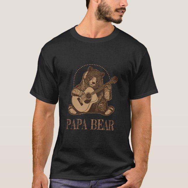 T-shirt Cadeau Pour Guitare Lecteur Guitariste Papa Bear D (Devant)