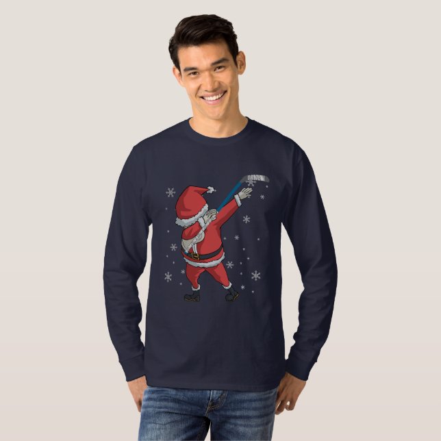 T-shirt Cadeau tamponnant de Noël du père noël d'hockey (Devant entier)