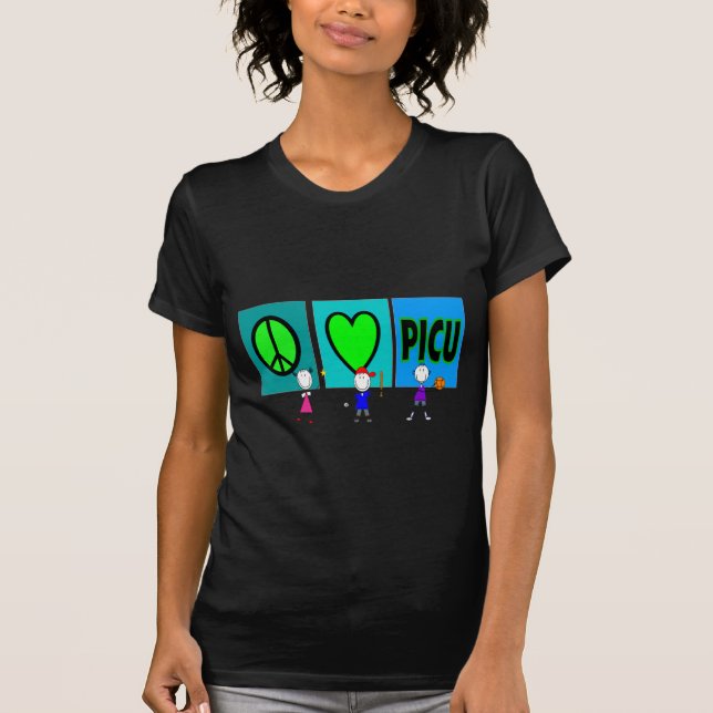 T-shirt Cadeaux "amour PICU d'infirmière de PICU de paix " (Devant)