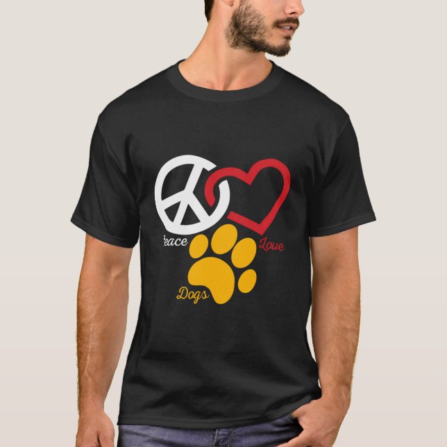 T-shirt Cadeaux Amoureux de les chiens - Peace Love Animal (Devant)
