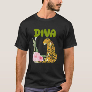 T-shirt Cadeaux d'animaux de chat léopard DIVA, Diva Tees