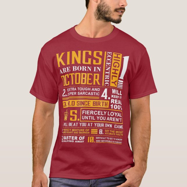 T-shirt Cadeaux d'anniversaire - Les rois sont nés En octo (Devant)