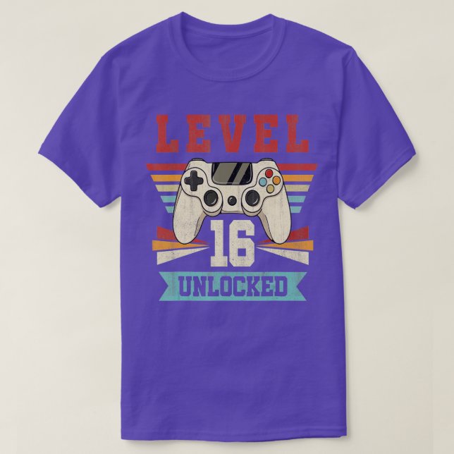 T-shirt Cadeaux de 16 ans Niveau 16 Non verrouillé 16e ann (Design devant)