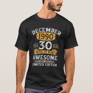 T-shirt Cadeaux de 30 ans Vintage décembre 1990 30e annive
