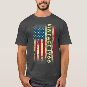 T-shirt Cadeaux de 56 ans Vintage 1966 drapeau américain 5