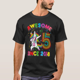 T-shirt Cadeaux de 5 ans Dabbing Unicorn Arc en ciel 5e na