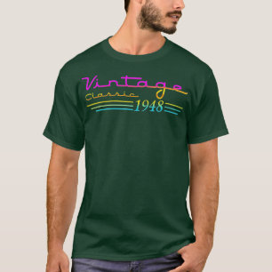 T-shirt Cadeaux de 74 ans Vintage 1948 Hommes Femmes 74e B