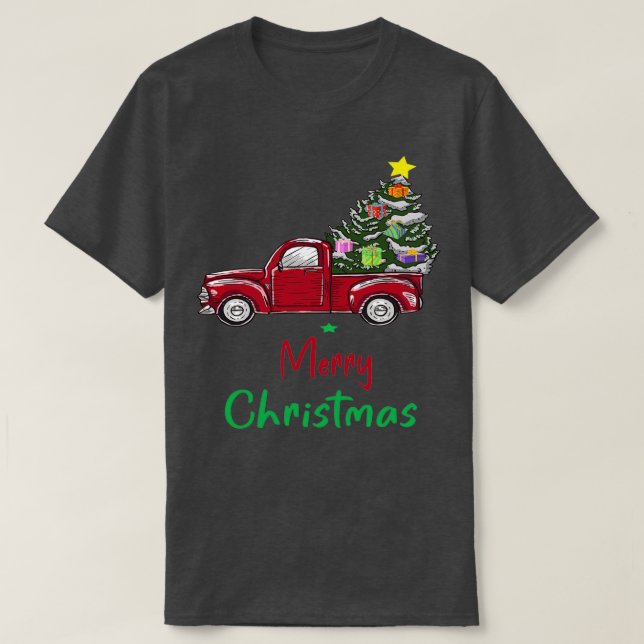 T-shirt Cadeaux de camions rouges Chrismas (Design devant)