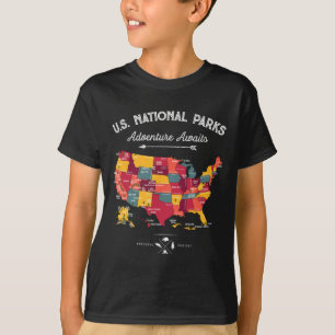 T-shirt Cadeaux de carte des 62 parcs nationaux Nous parcs
