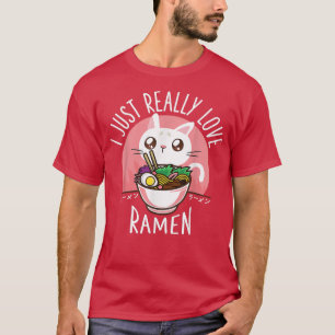 T-shirt Cadeaux de chat d'anime Kawaii de nouilles japonai