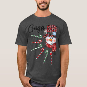 T-shirt Cadeaux de Noël à carreaux rouges bonhomme de neig
