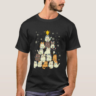 T-shirt cadeaux de Noël amusants Cat Christmas Tree3648png