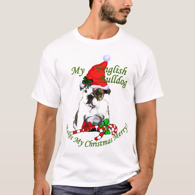 T-shirt Cadeaux de Noël de Bulldog anglais (Devant)