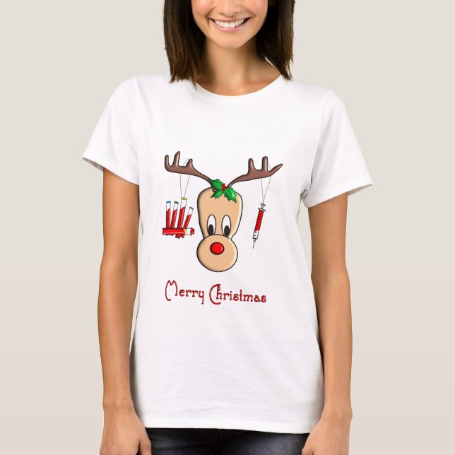 T-shirt Cadeaux de Noël de renne de Phlebotomist (Devant)