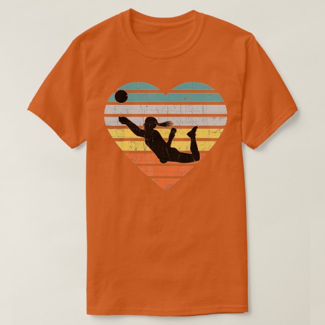 T-shirt Cadeaux de volleyball pour filles Retro Coeur Vint (Design devant)