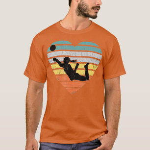 T-shirt Cadeaux de volleyball pour filles Retro Coeur Vint