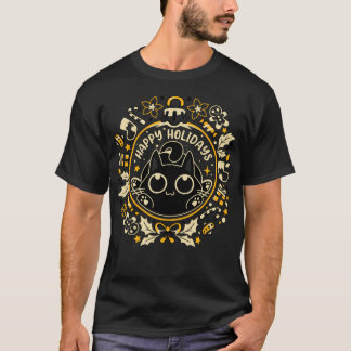 T-shirt Cadeaux Et Pâtes - Chat Noir De Noël