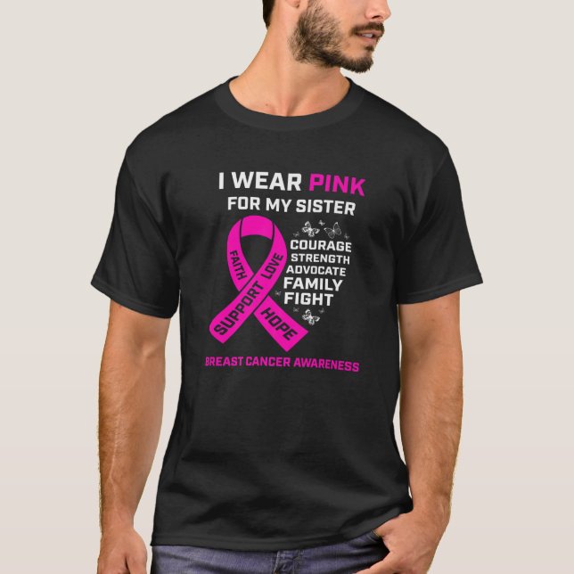 T-shirt Cadeaux mignons Je Porte Du Rose Pour Ma Soeur Can (Devant)