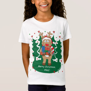 T-Shirt Cadeaux T-Reindeer de Noël pour filles de jersey f