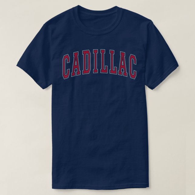 T-shirt Cadillac Michigan Souvenir College Style Texte rou (Design devant)