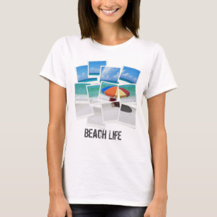 T-shirt Cadre de collage de parasol de plage de vie cool