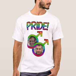 T-shirt Cadre Photo Enseignes Mâles Arc-en-Ciel Fierté Gay