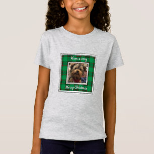 T-Shirt Cadre photo personnalisé Noël Rouge et Vert Plaid