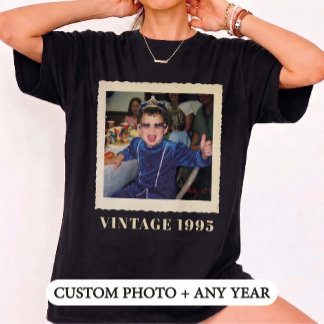 T-shirt Cadre photo rétro année de naissance personnalisé