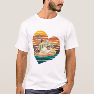 T-shirt Café au Sucre Brun Livres Rétro Coin Lecture Cœur