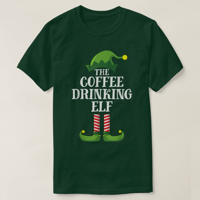 T-shirt Café Boire Elf Correspondant Famille Groupe Christ (Design devant)