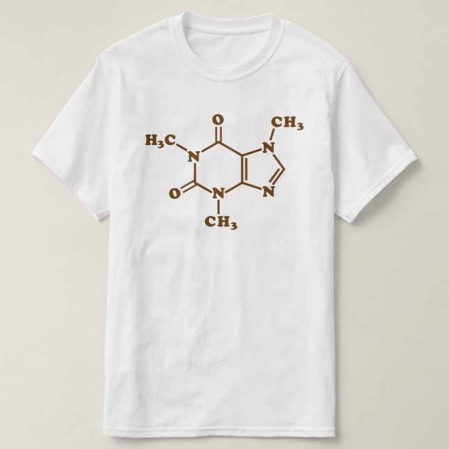 T-shirt Café caféine Formule chimique moléculaire (Design devant)