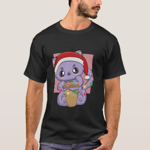 T-shirt Café Chat Kitten Anime Chibi Neko Mignonne Noël