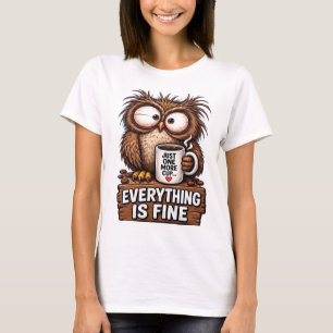 T-shirt Café Chouette Fatiguée Drôle