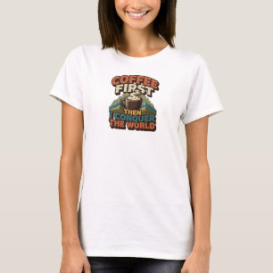 T-SHIRT CAFÉ CRÉATIF D'ABORD PUIS CONQUÉRIR LE MONDE