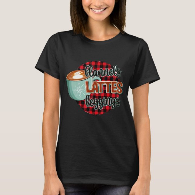 T-shirt Café de cacao chaud rétro Flannels de Noël Lattes  (Devant)