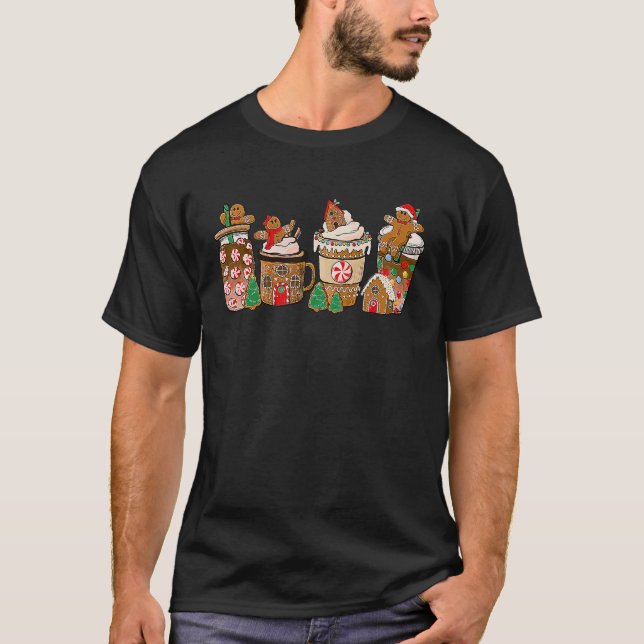 T-shirt Café de Noël Latte Coupes Choco Chaud Cute Gingerb (Devant)