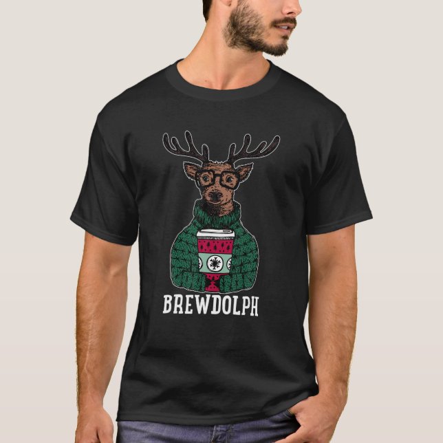 T-shirt Café de Noël rétro Brewdolph Reindeer X (Devant)