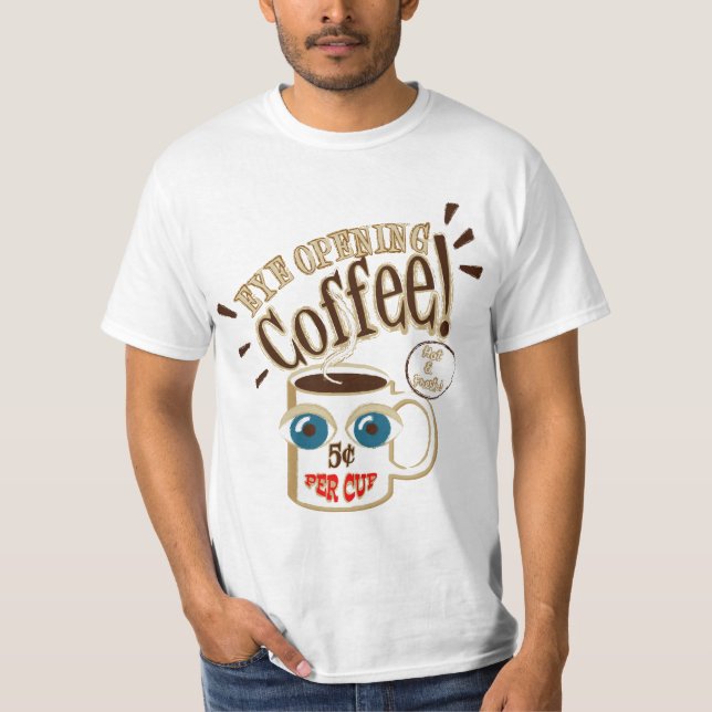 T-shirt Café d'ouverture de l'oeil - Smiling Big Eyed Mug (Devant)