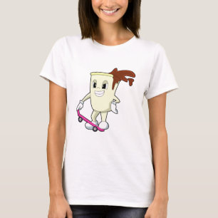 T-shirt Café en patinage avec skateboard