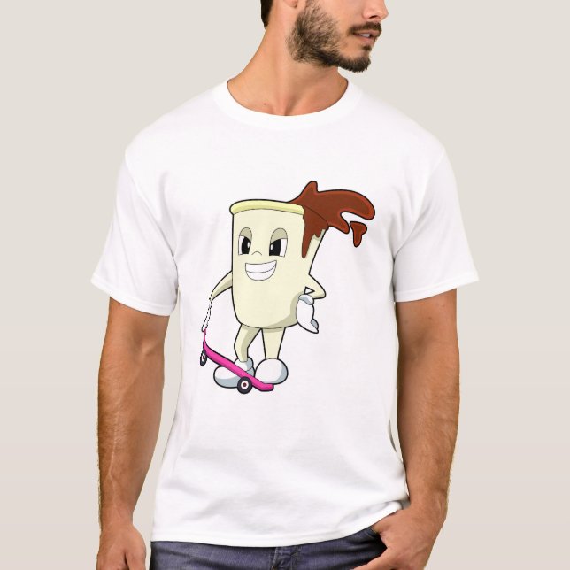 T-shirt Café en patinage avec skateboard (Devant)